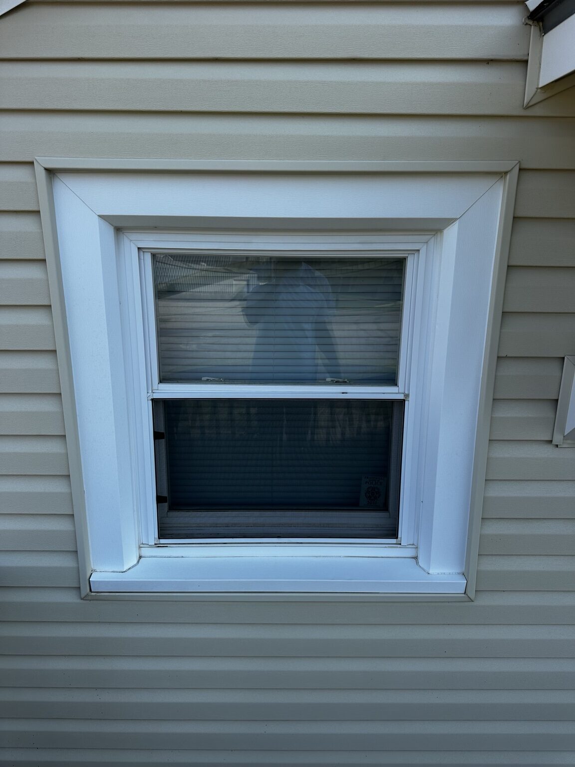 White exterior window trim after cleaning