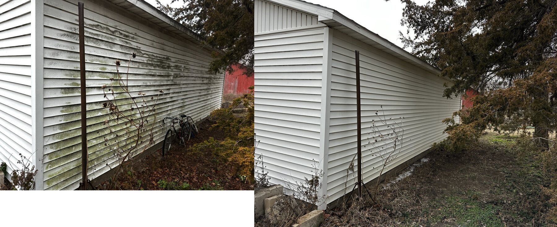 Vinyl siding before and after professional house washing